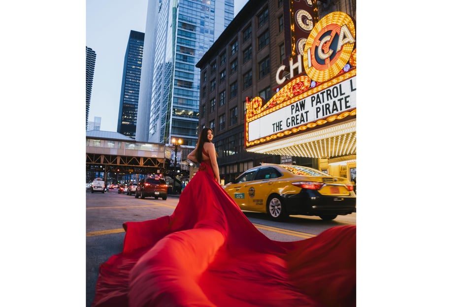 Chicago Luxury Private Flying Dress Photoshoot