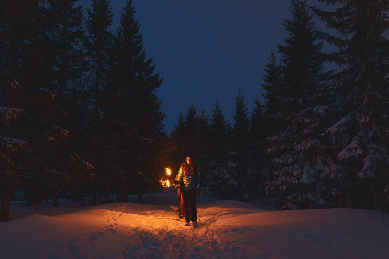 Oslo: Caminhada à luz das tochas na floresta nevada com fogueira