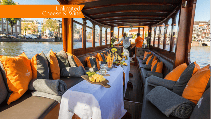 Amsterdam: Canal Cruise with Unlimited Cheese & Wine Option