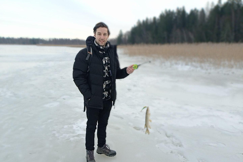 From Helsinki: Bodom Lake Ice Fishing with Food & Drinks