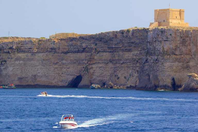 Desde San Julián Gozo, Comino, Laguna Azul en lancha motora