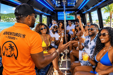 St. Maarten: Beach Hopping Party Bus with Karaoke & Games