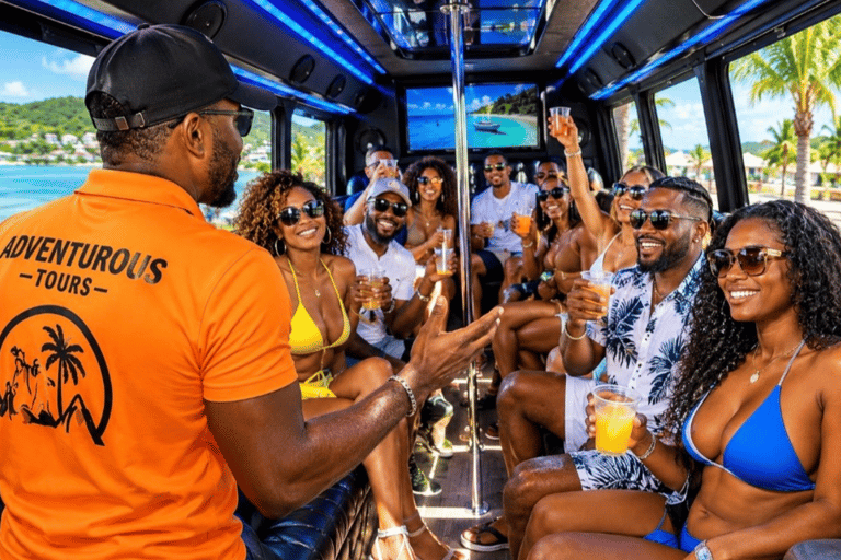 St. Maarten: Beach Hopping Party Bus with Karaoke & Games