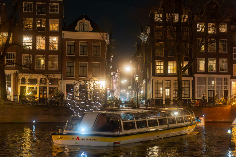 Amsterdam: Cozy Light Festival Cruise with Hot Chocolate