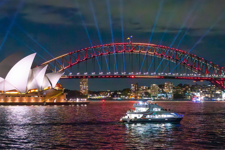 Sydney - kryssning VIVID Lights Cruise med snittar och mousserande vin