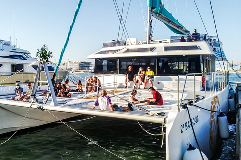 Malaga: Catamaran Sailing Cruise with Swimming &amp; Optional DJMalaga: Bay Catamaran Cruise with Swimming Stop