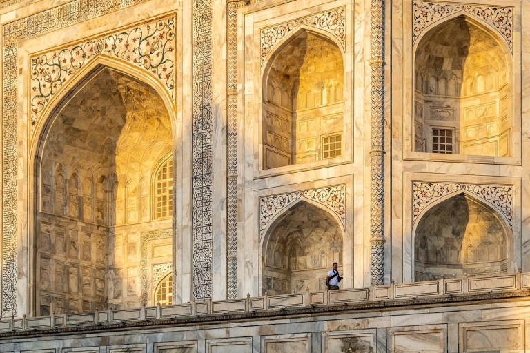Au départ de Delhi : visite du Taj Mahal au lever du soleil avec conservation des éléphantsTout compris : voiture + guide + billet d'entrée + conservation des éléphants + déjeuner