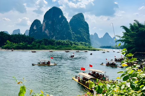 From Guilin: Li River Rafting, Fishing & Xianggong Hill Tour