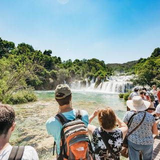 Split: Krka Waterfalls Trip with Boat Cruise & Swimming