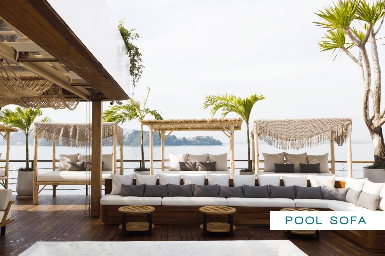 Phuket: YONA Pływający klub plażowy Day ExperienceOpcja 3 łóżek basenowych dla gości