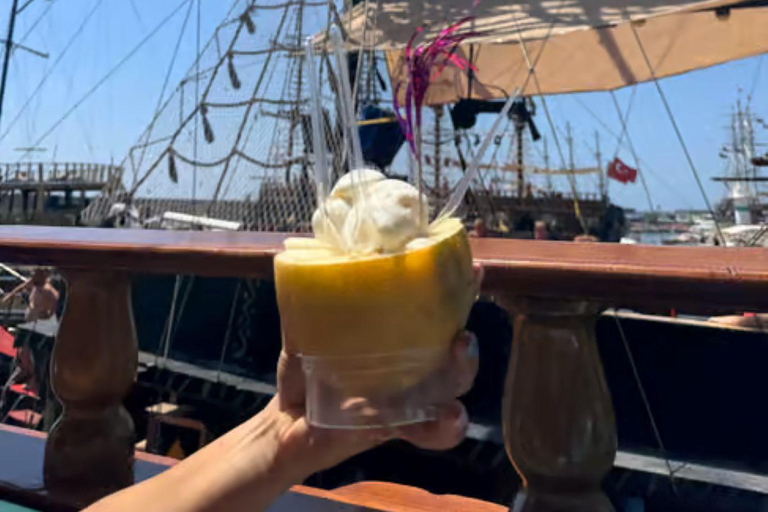 Alanya: Pirate Boat Tour with Swimming Stops & Foam Party