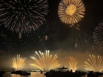 Fireworks and sunset catamaran cruise from Théoule