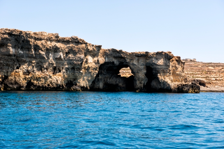 From Gozo:Around Comino, Blue Lagoon, Crystal Lagoon & Caves Around Comino, Blue Lagoon, Crystal Lagoon & Caves