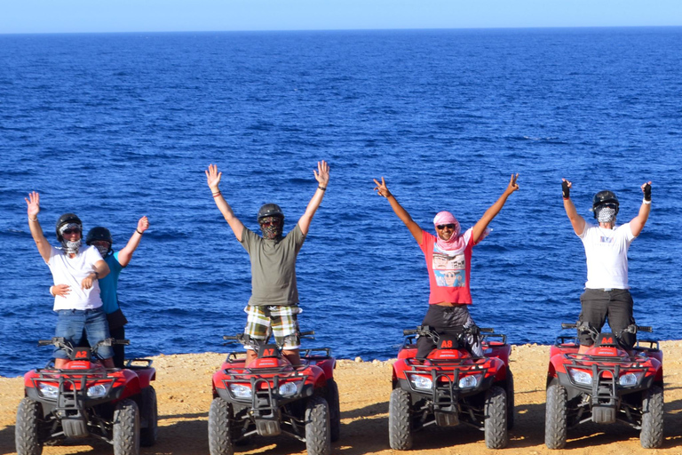 Hurghada : Aventure matinale en quad et VTT le long de la mer Rouge1 heure de quad + 1 heure d&#039;équitation — Combo double aventure (tous les sites)