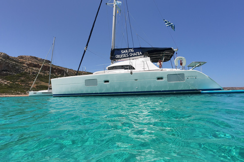 Balos: Catamaran Shared Sailing Cruise with lunch and drinks Balos: Catamaran SUNSET Shared Sailing Cocktail Cruise