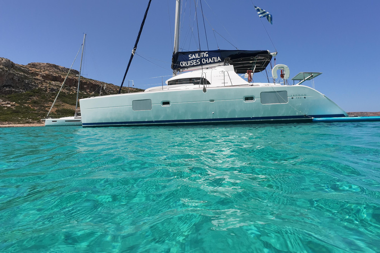 Balos: Catamaran Shared Sailing Cruise with lunch and drinks Balos: Catamaran SUNSET Shared Sailing Cocktail Cruise