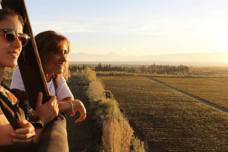 ركوب منطاد الهواء الساخن فوق كروم العنب في مندوزا ونخب النبيذركوب منطاد الهواء الساخن فوق كروم الع