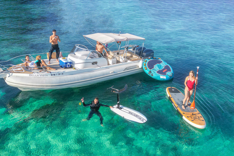 Mallorca: Privé Watersport Boot. Zeil LUNCH Drankjes SUP