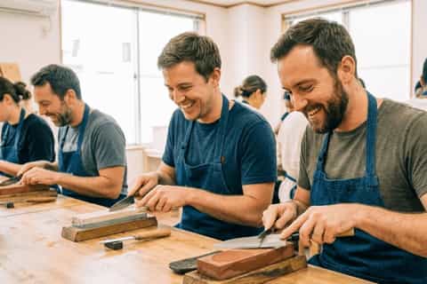 Kyoto : cours d'aiguisage de couteaux japonais avec guide expert