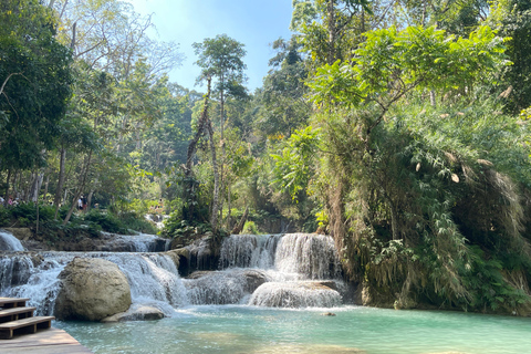 Luang Prabang: Almsgiving Ceremony and Kuang Si Falls Tour Private 1-2 pax