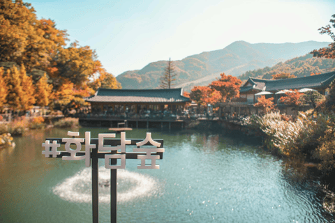 Seúl: Hwadamsup, luge y aldea folclórica coreana. Excursión de un día.Excursión en grupo, encuentro en Hongdae (Hongik Uni)