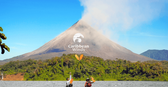 Enjoy the best Volcano view at our Kayak tour on Lake Arenal