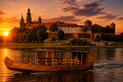 Krakow: Sunset & Night Cruise on a Traditional Wooden Boat