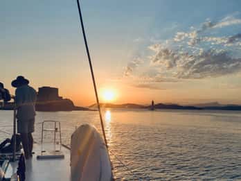 Sunset on a catamaran Giens Peninsula - Porquerolles Island