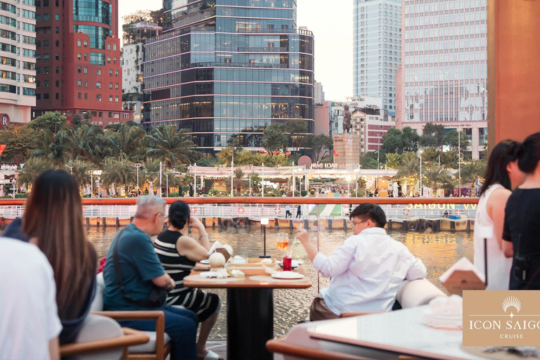 HCMC: ICON Sunset Cruise & Open Bus with Private Pickup Option 3: Sunset Cruise (Unlimited Drinks &Snack) + Open Bus