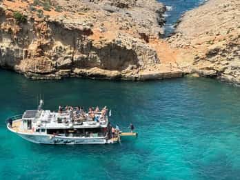 Lagon bleu et lagon de cristal de Comino - Croisière de 3 baies