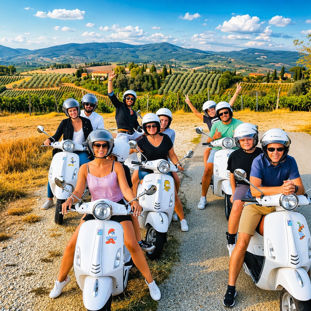 Esperienza in Vespa nel Chianti: degustazione di vini e pranzo toscano