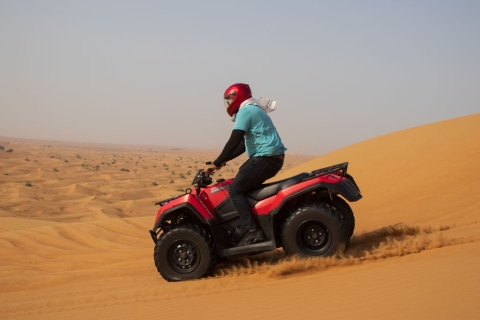 Z Dubaju: poranne pustynne safari i jazda quademPrywatny transfer 1-godzinne safari na quadach z kolacją VIP BBQ