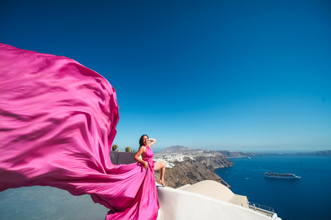 Flying dress Photoshoot in Santorini with Hotel Pickup