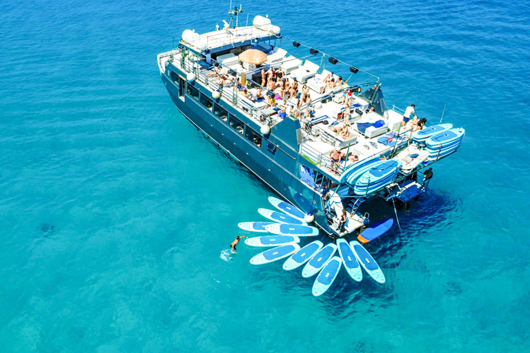 Ibiza: Formentera Boat with Open Bar, 3 meals & Sunset Party ADVANCE: Standard selection of food & open bar option