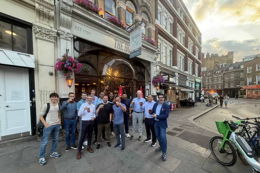 Historic Clerkenwell Pubs with beer in each bar and snacks