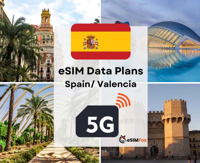Valencia: eSIM Internet Data Plan Spagna ad alta velocità 5G/4G
