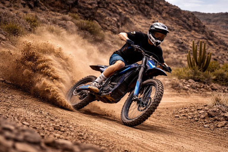 Tenerife: Ocean View Electric Dirt Bike Coastal Adventure 20 min Talaria EBike Test Drive on dirt track