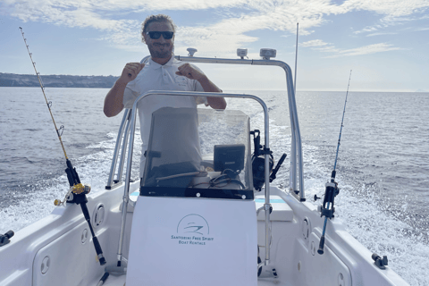 Santorini: Aluguel de barco sem licença com equipamento de mergulho com snorkel