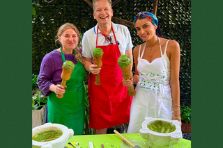 Mortar Pesto Lesson with World Champion and Local Menu with Wine