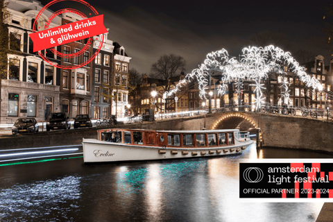 Amsterdam: Light Festival Boat with Drinks, Snack, GlühweinLight Festival Canal Cruise without Drinks