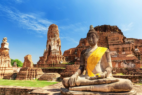 Bangkok: Excursão de um dia aos templos de Ayutthaya e cruzeiro guiado pelo rio