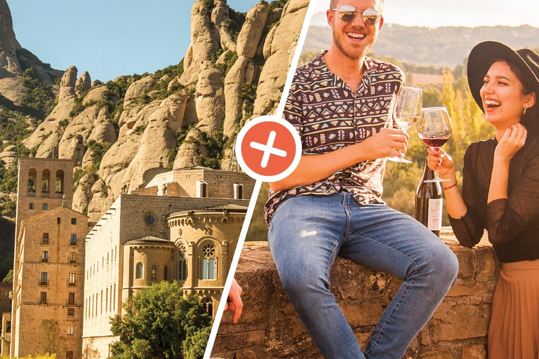 De Barcelona: Viagem de meio dia a Montserrat com vinho e tapasTour em inglês