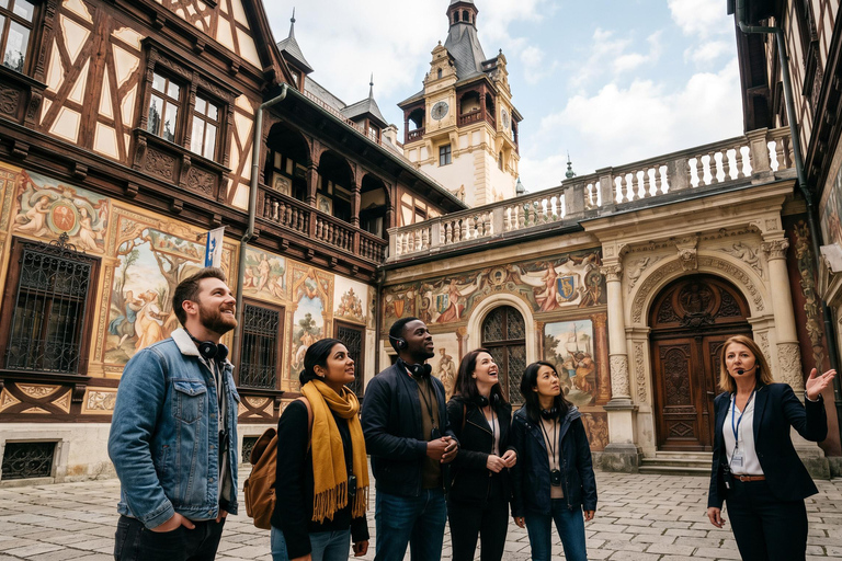 Bucharest : Tour Transylvania-Bran Castle, Peles & Wednesday Audio guide in 24 languages
