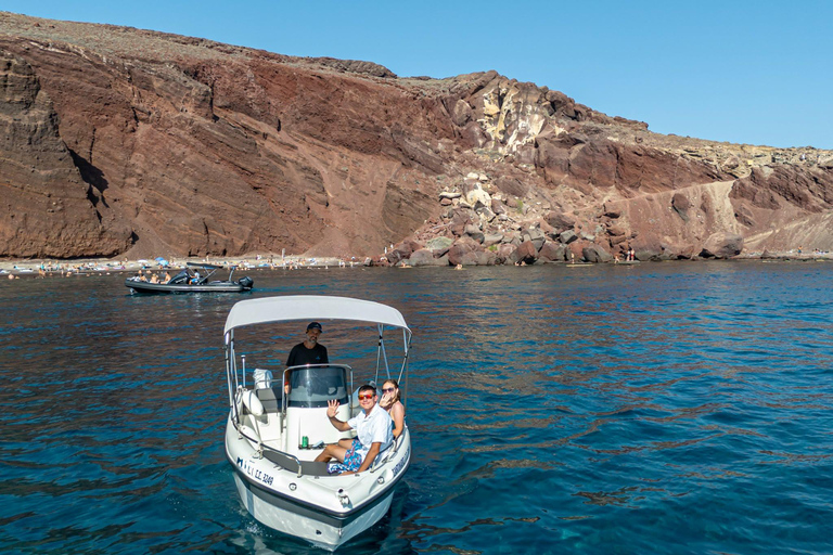 Santorini: No-License Brand-New Boat Rental Mid-day Tour