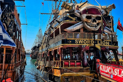 Alanya: Deluxe Exclusive Pirate Gulet with Foam & DJ Boat Trip with Hotel Transfer