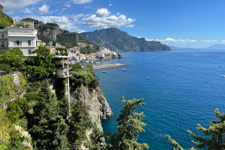 From Positano: Amalfi Coast and Cooking Class with Transfer