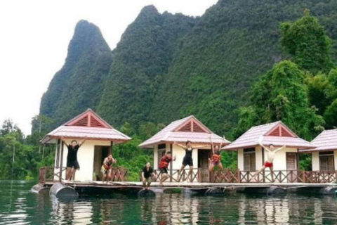 Khao Sok: Overnight Cheow Lan Lake Floating Raft House Join: Raft House Double Fan Room/Private Toilet - Coral Cave