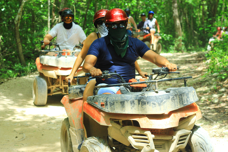 Från Cancún: ATV-, zipline- och Cenote-tur med transport