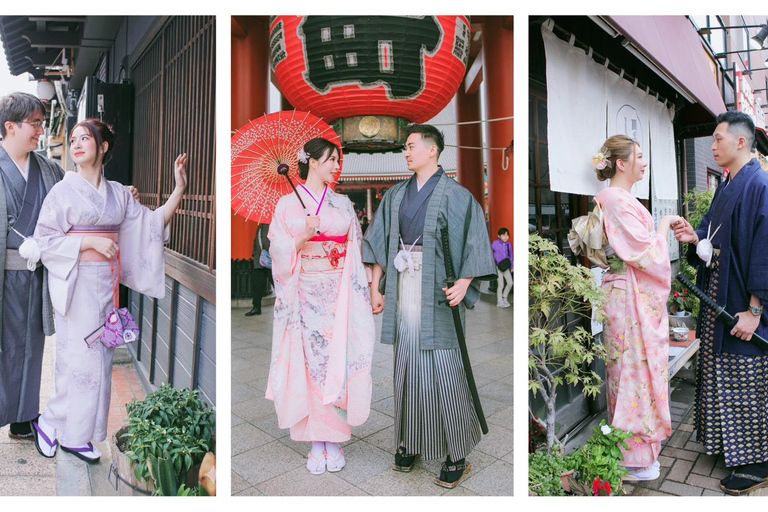 Tokyo: Asakusa Kimono Rental with Hairstyling and Makeup Kimono (Yukata) Experience Package (Men & Children Only)