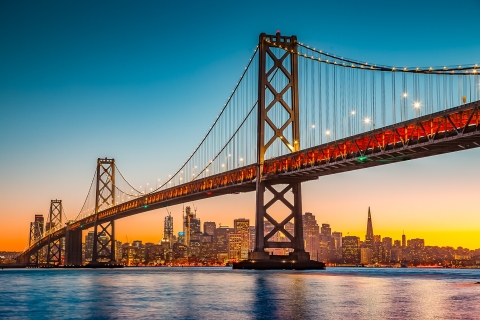 San Francisco: boottocht Californische zonsondergang/schemer